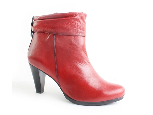bottines femme cuir rouge